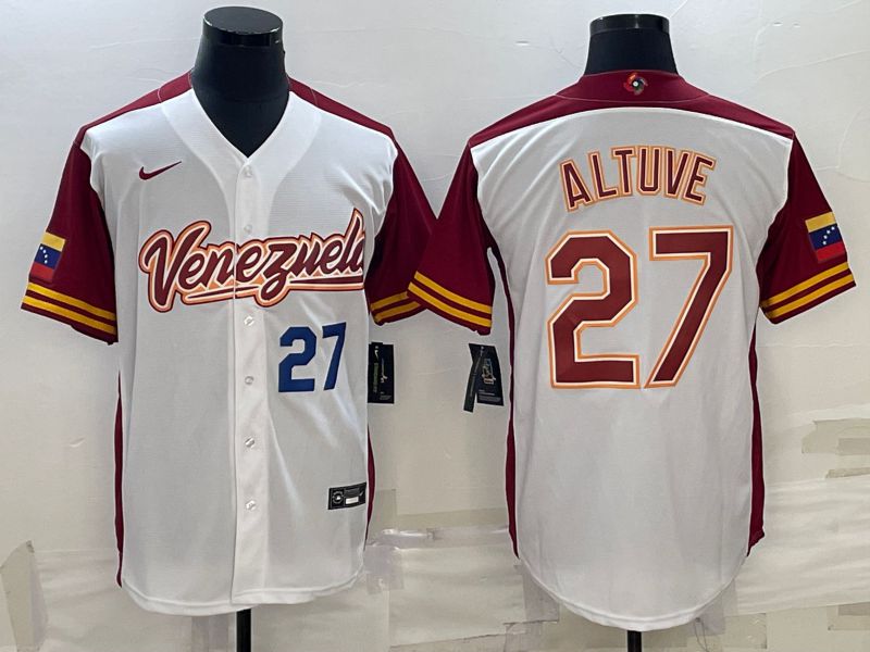 Men 2023 World Cub Venezuela #27 Altuve White Nike MLB Jersey3->more jerseys->MLB Jersey